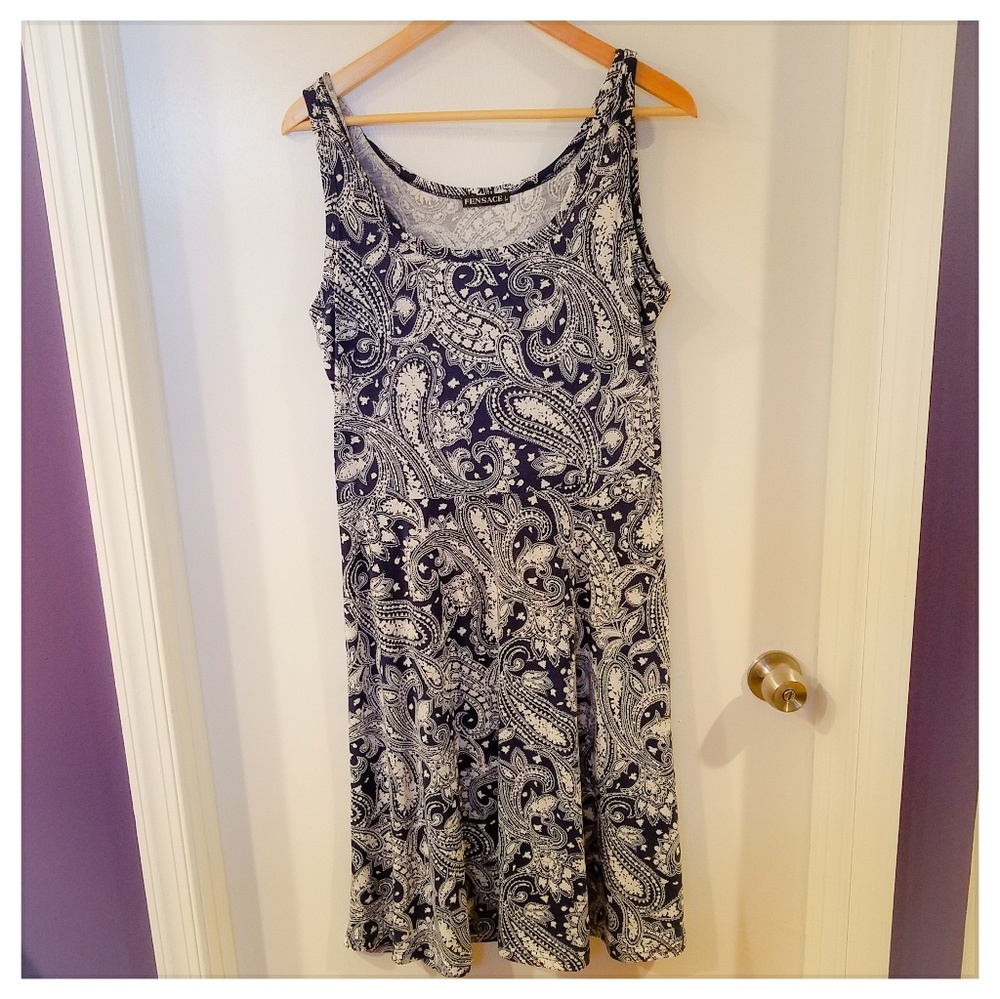 Paisley Fit and Flare Tank Dress